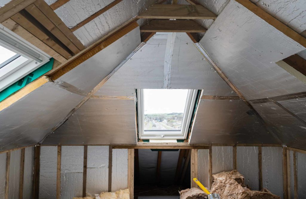 home loft being converted into usable room, installation of insulation