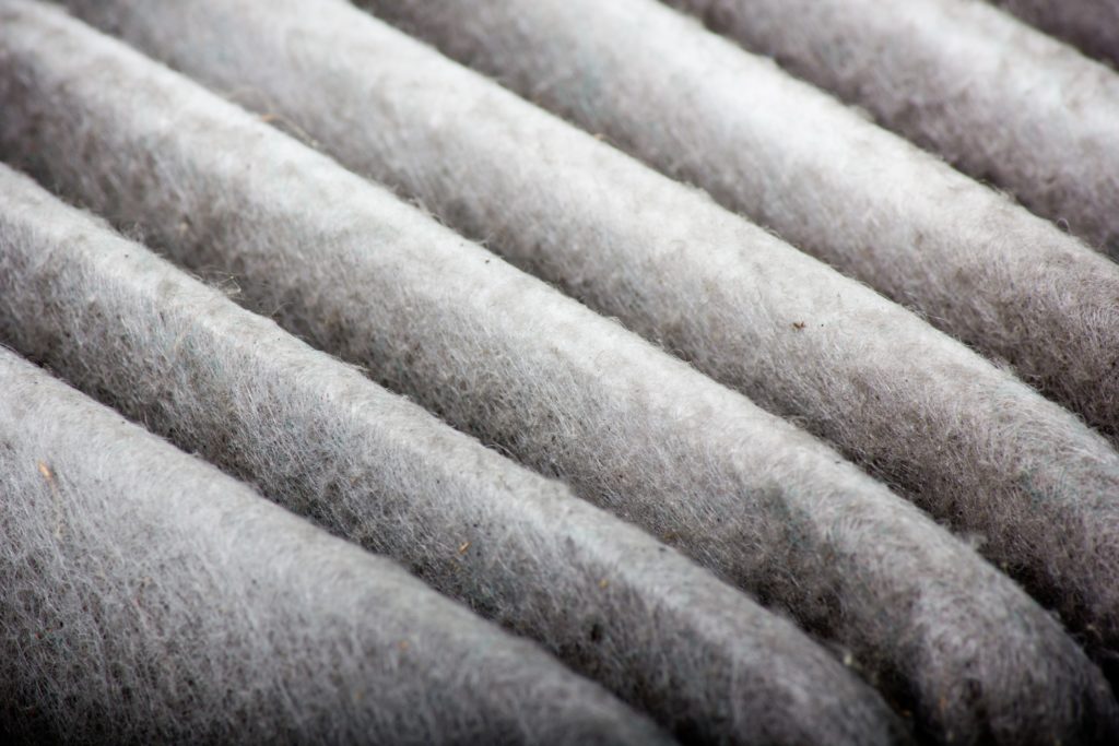 dirty air filter catching indoor air pollutants