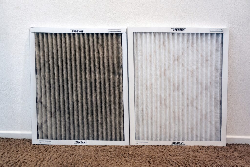 side-by-side-comparison-of-a-dirty-and-clean-hvac-filter